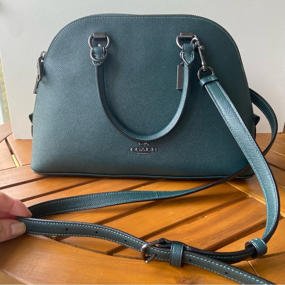COACH Satchel Crossbody Bag Dark Green NWOT - Picture 2 of 10